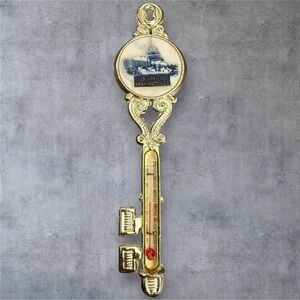 Vintage 1959 souvenir thermometer designed to look like a decorative key